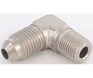 AN to NPT 90-Degree Adapter Fitting [-6 AN Male to 1/8 in. NPT Male, Nickel]