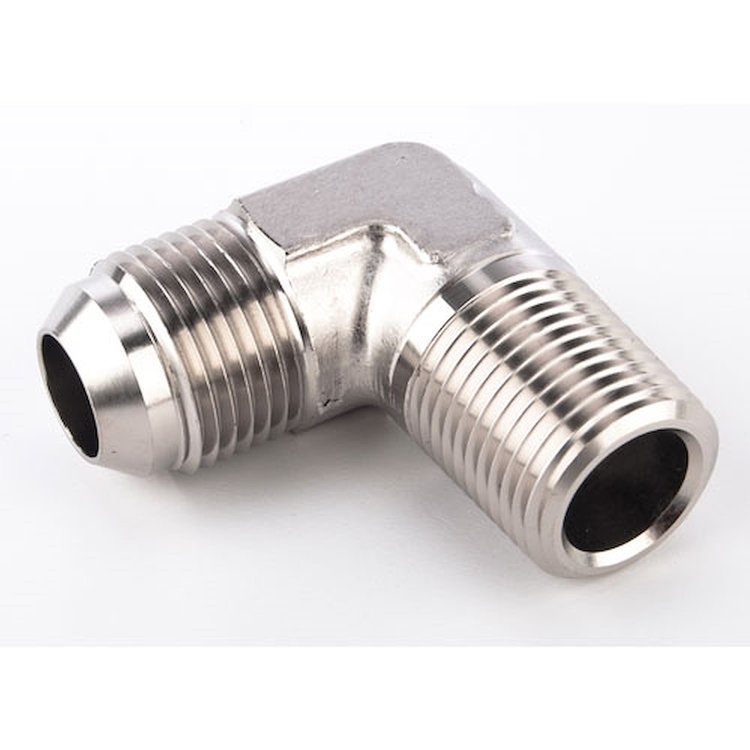 AN to NPT 90-Degree Adapter Fitting [-16 AN Male to 3/4 in. NPT Male, Nickel]