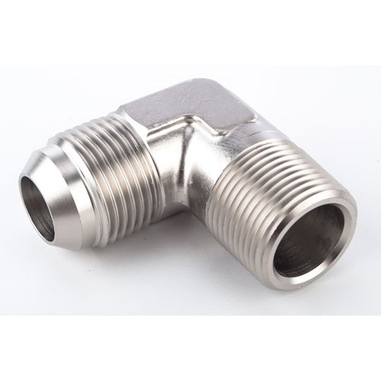AN to NPT 90-Degree Adapter Fitting [-16 AN Male to 1 in. NPT Male, Nickel]