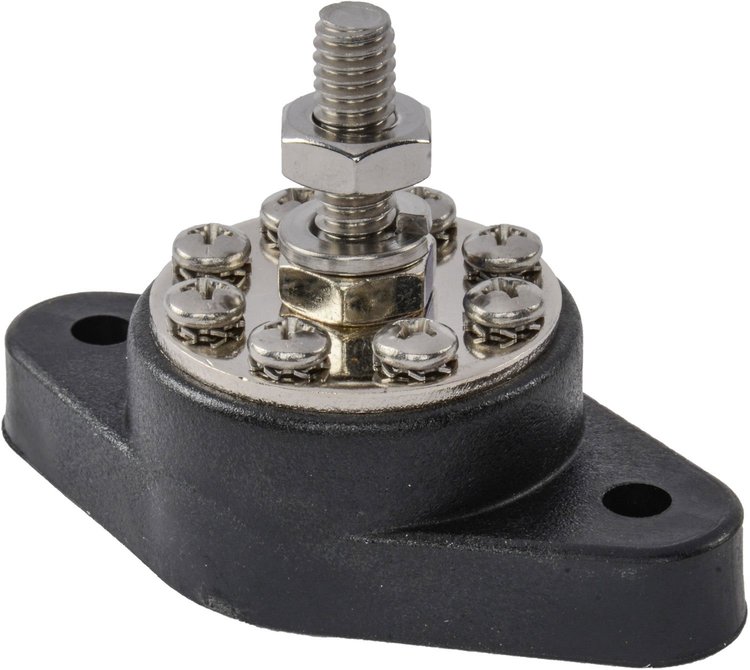Eight Point Power Distribution Post, 5/16" Primary Post, 160 Amps, Black