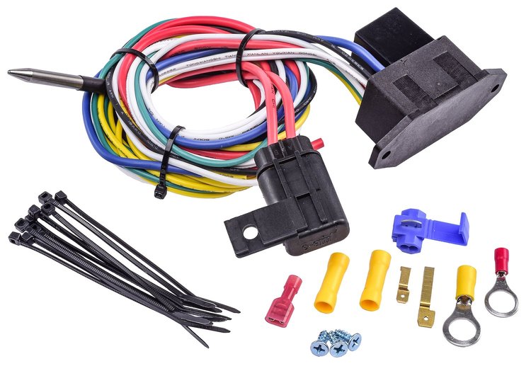 Adjustable Electric Fan Controller and Relay Kit [Push-In Temperature Probe]