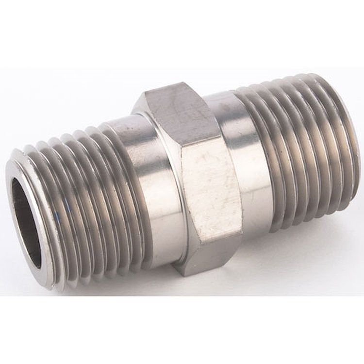 NPT to NPT Straight Union Fitting [1/2 in. NPT Male to 1/2 in. NPT Male, Nickle]