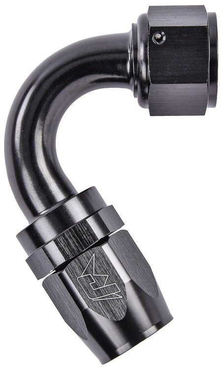 AN 120-Degree Max Flow Swivel Hose End [-12 AN Female to -12 AN Hose, Black]