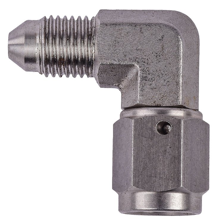 AN Female to AN Male 90 degree Union Fitting [-3 AN Female Swivel to -3 AN Male, Stainless Steel]
