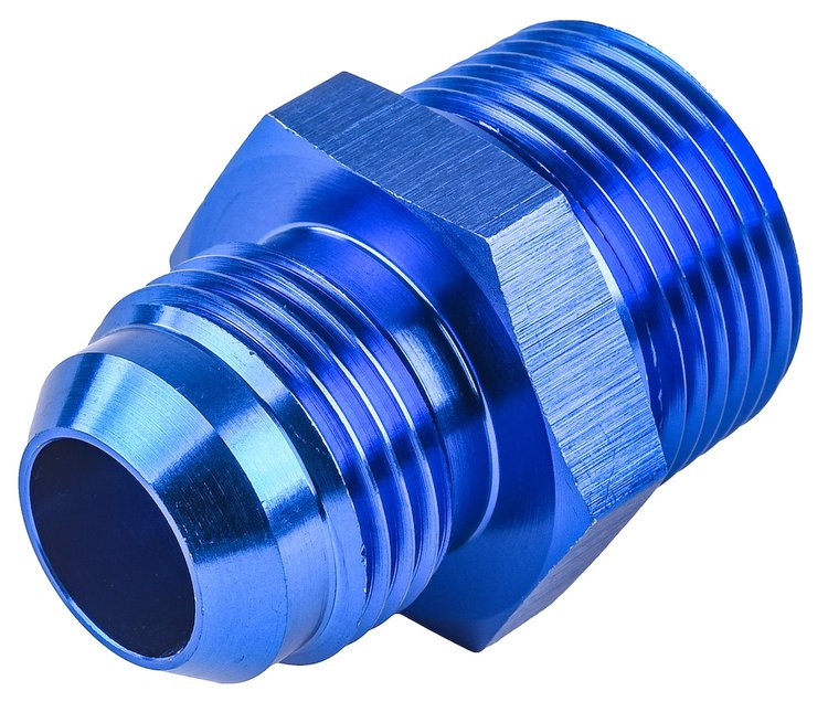 AN to NPT Straight Adapter Fitting [-10 AN Male to 3/4 in. NPT Male, Blue]