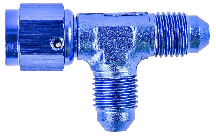 AN to AN Tee Adapter Fitting [-4 AN Female Swivel to -4 AN Male Run, -4 AN Male Center Port, Blue]