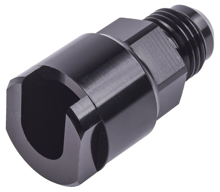 AN to Fuel Injection Threaded Adapter Fitting [-6 AN Male to 3/8 in. Hard Line, Black]