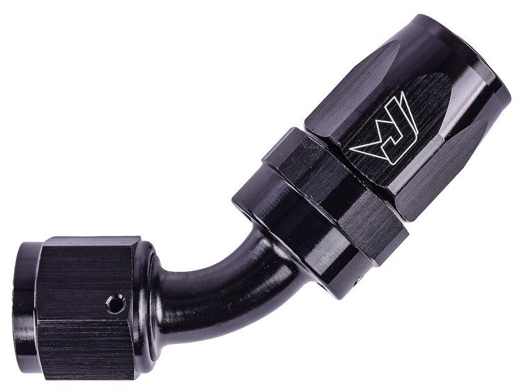 AN 45-Degree Max Flow Swivel Hose End [-8 AN Female to -8 AN Hose, Black]