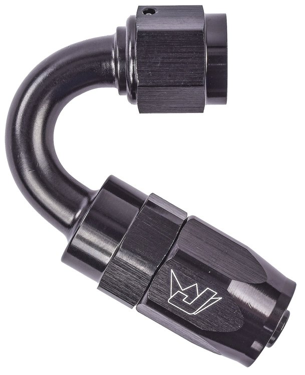 AN 150-Degree Max Flow Swivel Hose End [-6 AN Female to -6 AN Hose, Black]