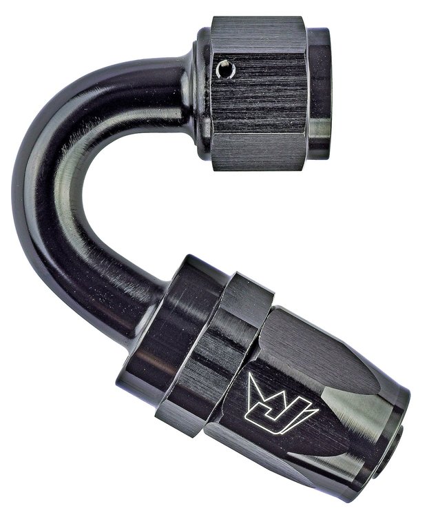 AN 150-Degree Max Flow Swivel Hose End [-8 AN Female to -8 AN Hose, Black]