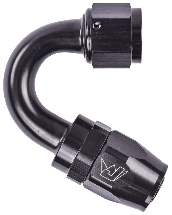 AN 150-Degree Max Flow Swivel Hose End [-10 AN Female to -10 AN Hose, Black]