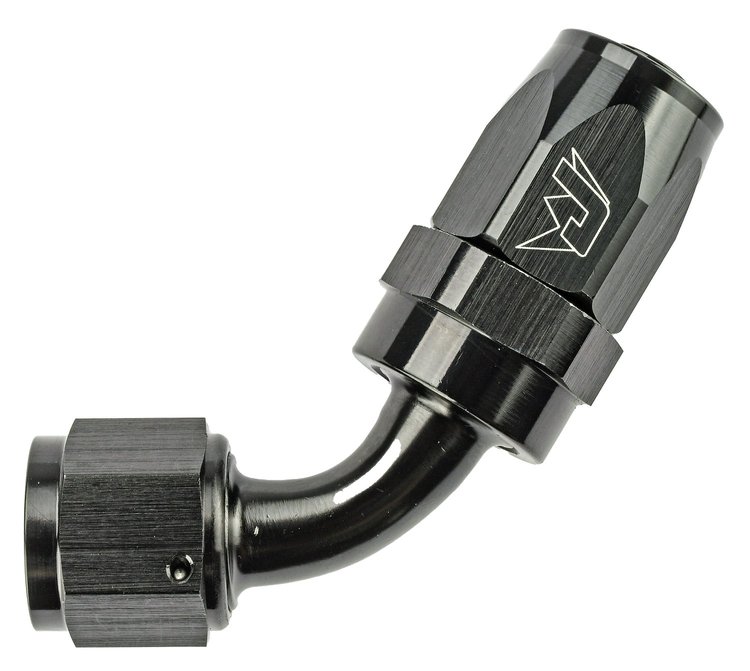 AN 60-Degree Max Flow Swivel Hose End [-8 AN Female to -8 AN Hose, Black]