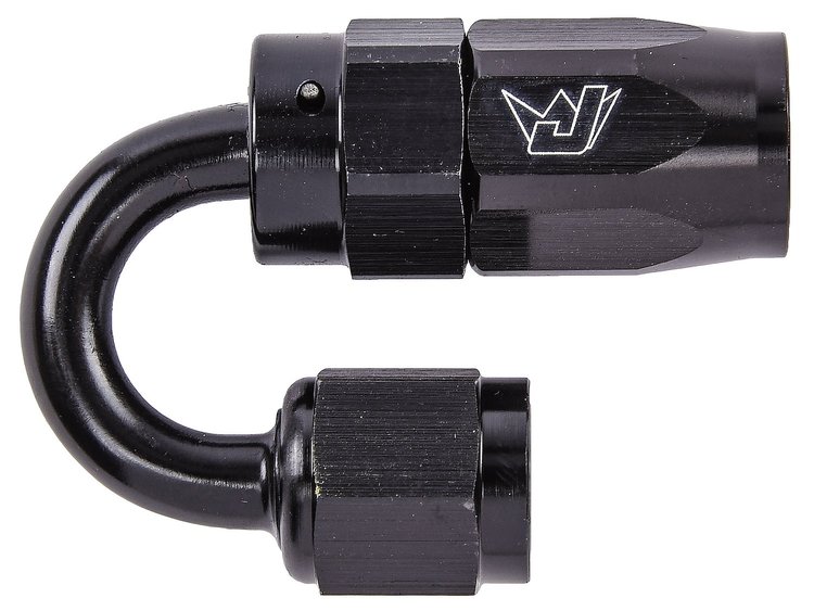 AN 180-Degree Max Flow Swivel Hose End [-4 AN Female to -4 AN Hose, Black]