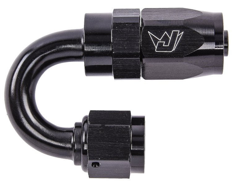 AN 180-Degree Max Flow Swivel Hose End [-6 AN Female to -6 AN Hose, Black]