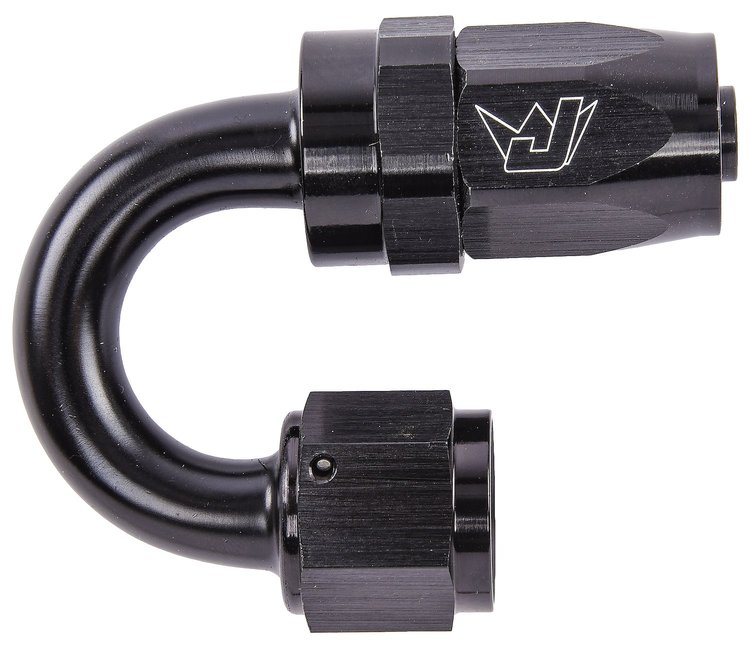AN 180-Degree Max Flow Swivel Hose End [-8 AN Female to -8 AN Hose, Black]