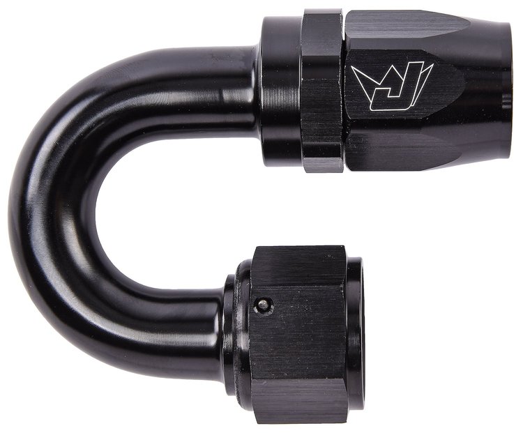 AN 180-Degree Max Flow Swivel Hose End [-12 AN Female to -12 AN Hose, Black]