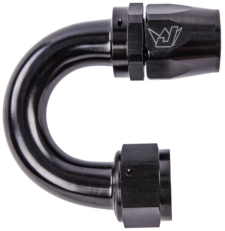 AN 180-Degree Max Flow Swivel Hose End [-16 AN Female to -16 AN Hose, Black]