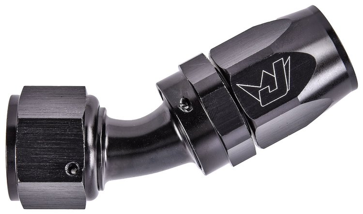 AN 30-Degree Max Flow Swivel Hose End [-12 AN Female to -12 AN Hose, Black]