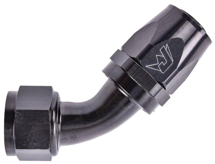 AN 60-Degree Max Flow Swivel Hose End [-16 AN Female to -16 AN Hose, Black]