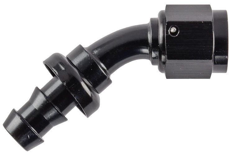 AN 45-Degree Push-Loc Hose End [-6 AN Female Swivel to Push-Loc Hose, Black]