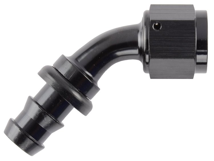 AN 45-Degree Push-Loc Hose End [-8 AN Female Swivel to Push-Loc Hose, Black]