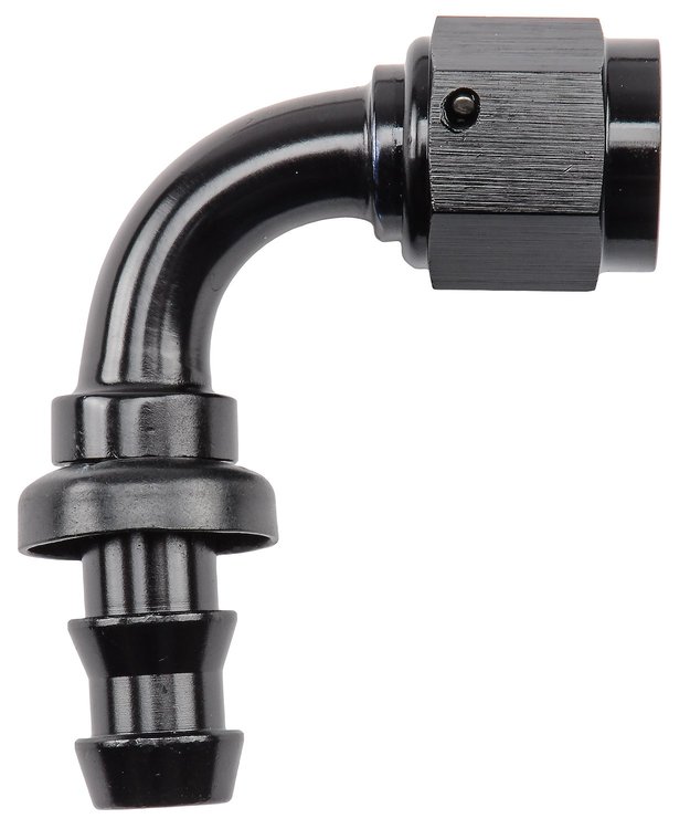 AN 90-Degree Push-Loc Hose End [-6 AN Female Swivel to Push-Loc Hose, Black]