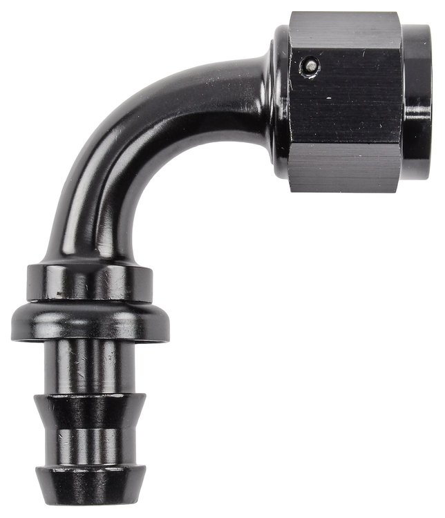 AN 90-Degree Push-Loc Hose End [-8 AN Female Swivel to Push-Loc Hose, Black]