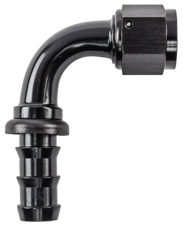 AN 90-Degree Push-Loc Hose End [-10 AN Female Swivel to Push-Loc Hose, Black]