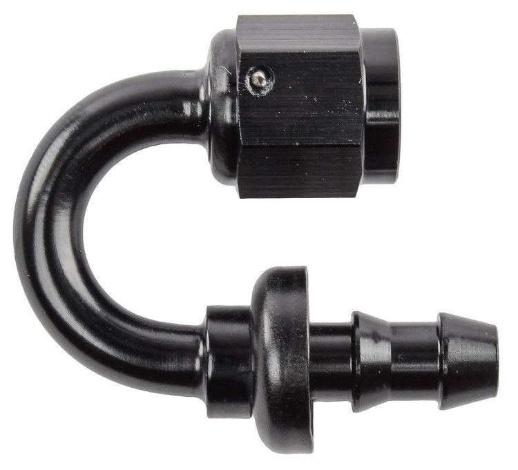 AN 180-Degree  Push-Loc Hose End [-4 AN Female Swivel to Push-Loc Hose, Black]