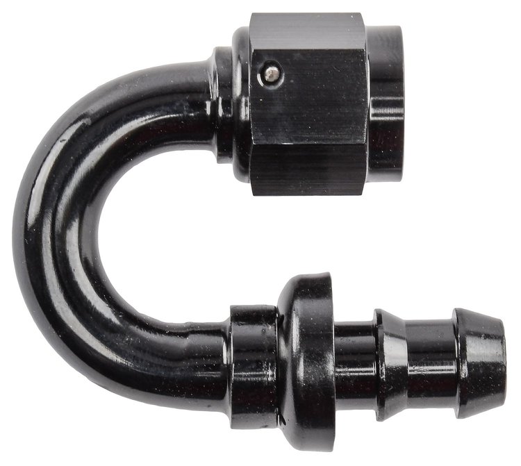 AN 180-Degree Push-Loc Hose End [-6 AN Female Swivel to Push-Loc Hose, Black]