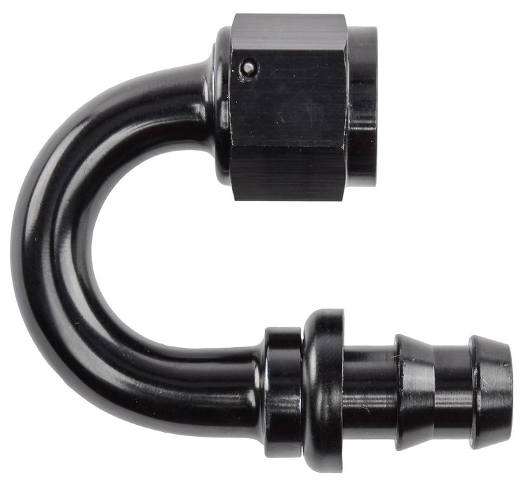 AN 180-Degree Push-Loc Hose End [-8 AN Female Swivel to Push-Loc Hose, Black]