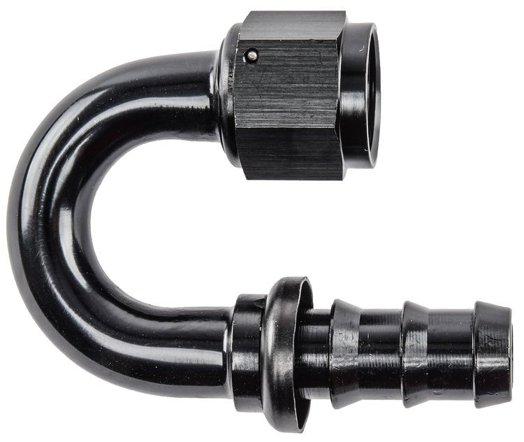 AN 180-Degree Push-Loc Hose End [-10 AN Female Swivel to Push-Loc Hose, Black]