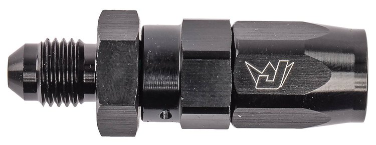 AN Male Straight Max Flow Swivel Hose End [-4 AN Male to -4 AN Hose, Black]