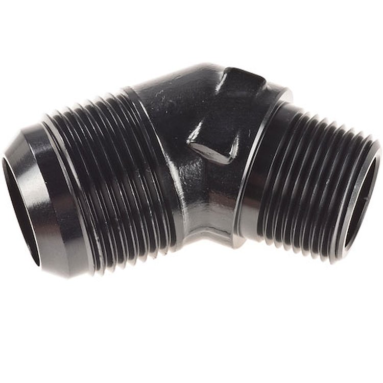 AN to NPT 45-Degree Adapter Fitting [-16 AN Male to 3/4 in. NPT Male, Black]