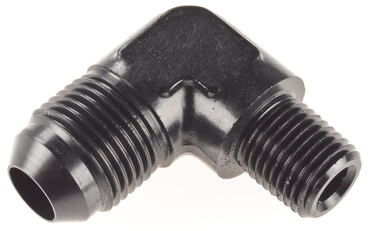 AN to NPT 90-Degree Adapter Fitting [-8 AN Male to 1/4 in. NPT Male, Black]