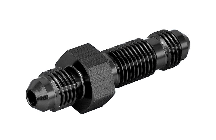AN to AN Straight Bulkhead Adapter Fitting [-4 AN Male to -4 AN Male, Black]