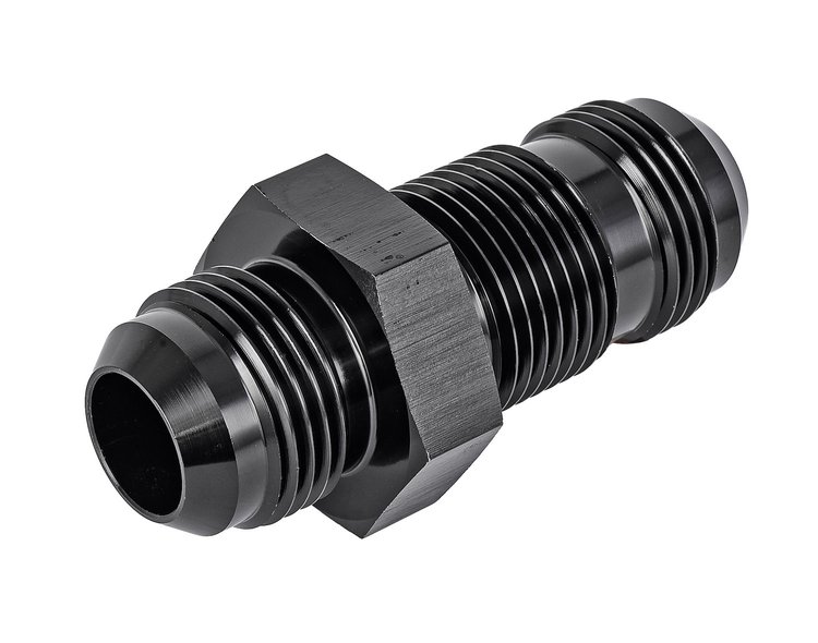 AN to AN Straight Bulkhead Adapter Fitting [-12 AN Male to -12 AN Male, Black]
