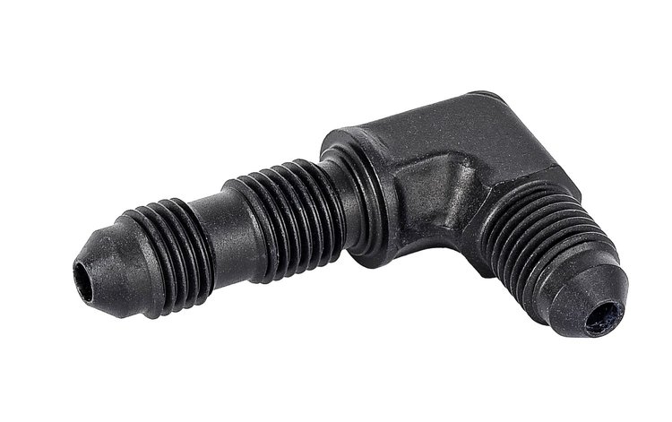 AN to AN 90-Degree Bulkhead Adapter Fitting [-3 AN Male to -3 AN Male, Black]