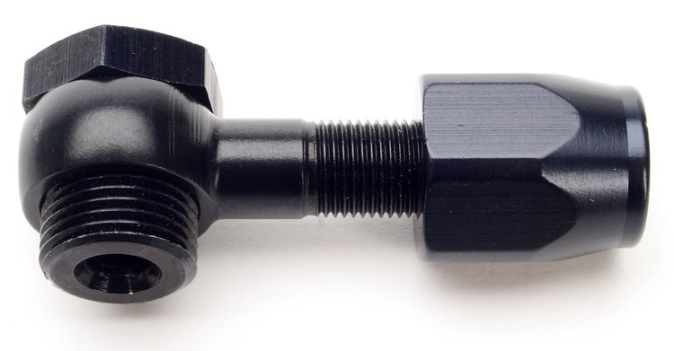Black Banjo Fitting 9/16"-24 Thread to -06AN Hose