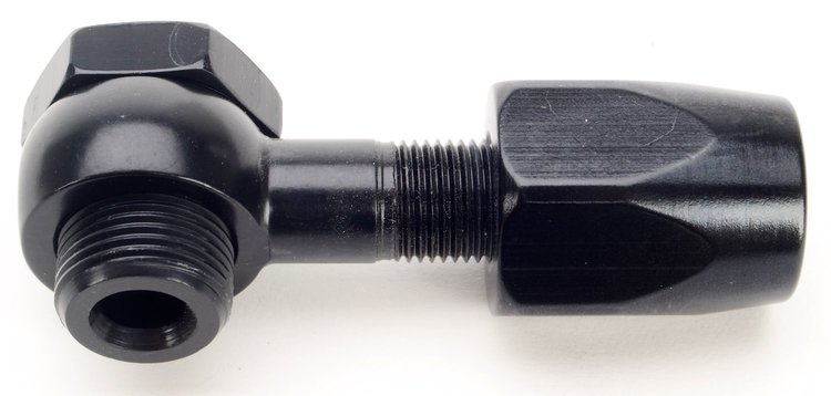 Black Banjo Fitting 5/8"-20 Thread to -06AN Hose