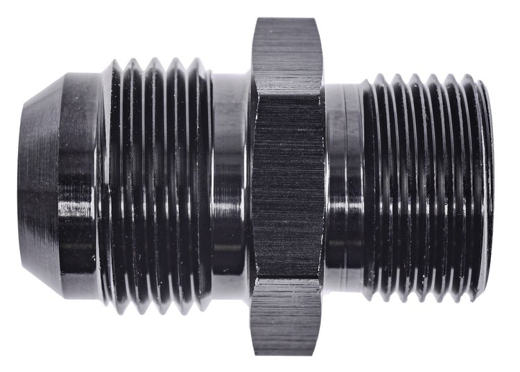 Turbo Oil Drain Return Adapter Fitting for GM LS Truck Oil Pan [Metric O-Ring Port (M20 x 1.5) to AN Male (-10 AN), Black]