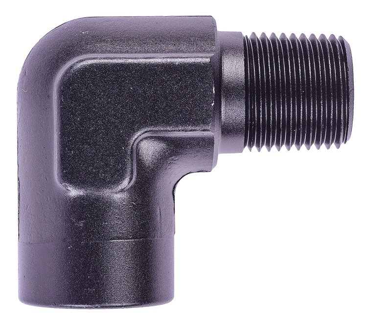 NPT to NPT 90-Degree Adapter Fitting [3/8 in. NPT Male to 3/8 in. NPT Female, Black]