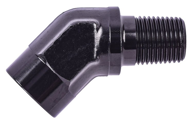 NPT to NPT Adapter Fitting, 45 degree [1/8 in. NPT Male to 1/8 in. NPT Female, Black]