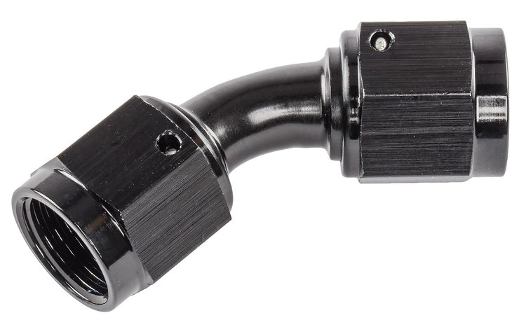 Black -6 AN 45 degree Swivel Coupler