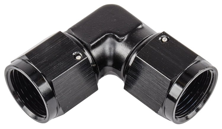 Black -8 AN 90 degree Swivel Coupler Low Profile