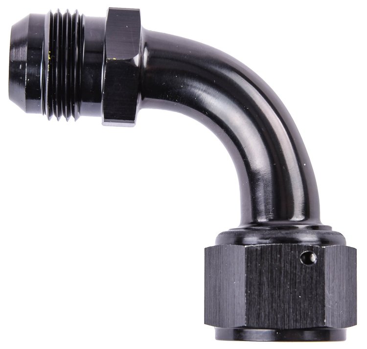 Black -12 AN Male to -12 AN Female Coupler [90 degree]