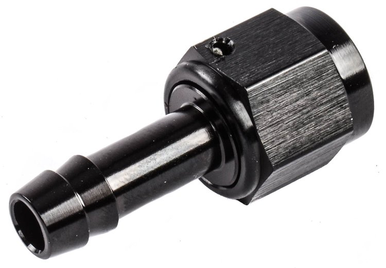 AN to Straight Hose Barb Adapter Fitting [-6 AN Female to 5/16 in. I.D. Hose, Black]