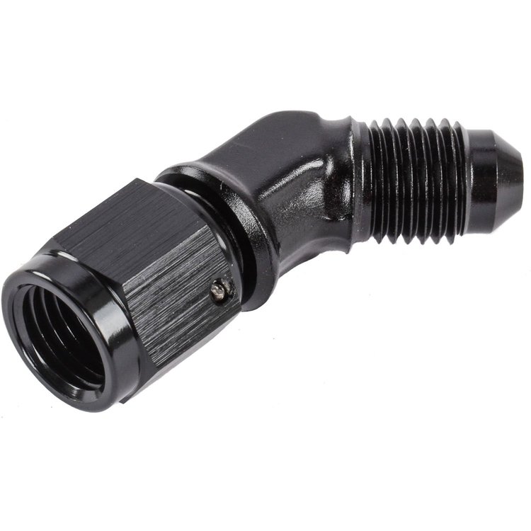 AN Female to AN Male 45-Degree Union [-4 AN Female Swivel to -4 AN Male, Black]