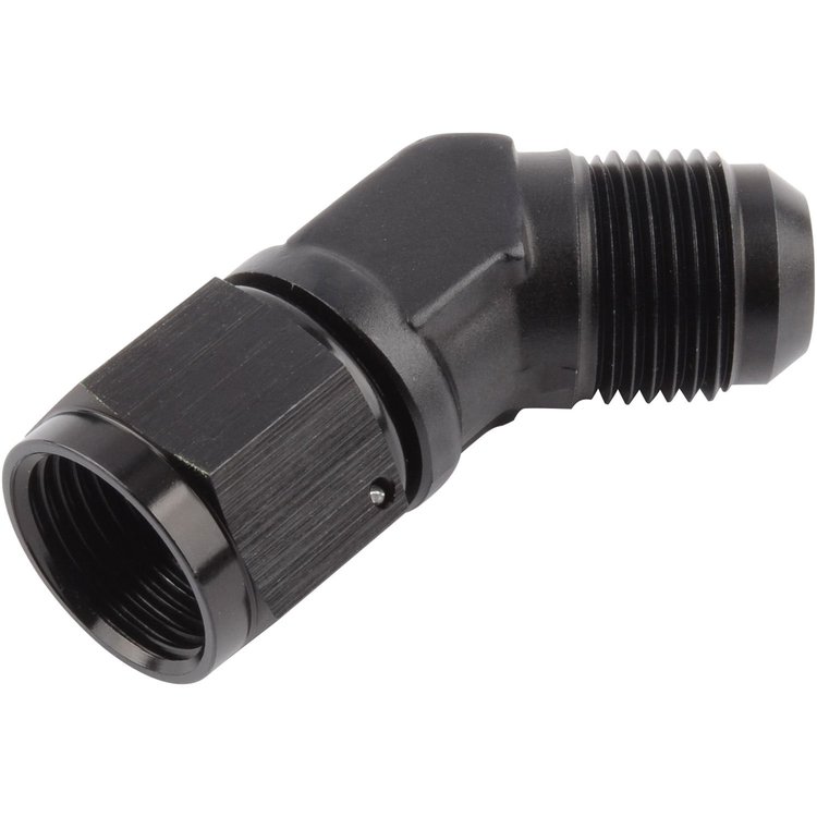 AN Female to AN Male 45-Degree Union [-10 AN Female Swivel to -10 AN Male, Black]