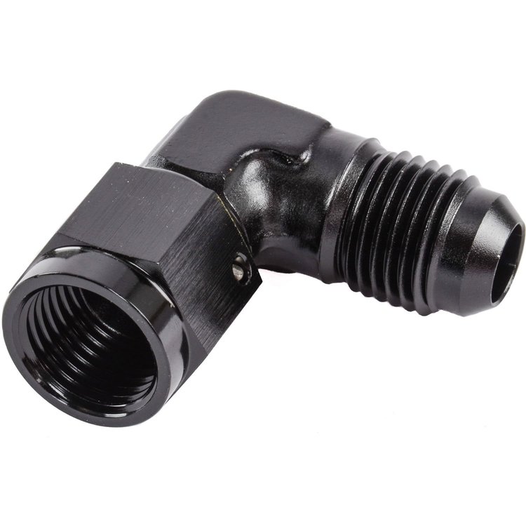 AN Female to AN Male 90-Degree Union [-6 AN Female Swivel to -6 AN Male, Black]